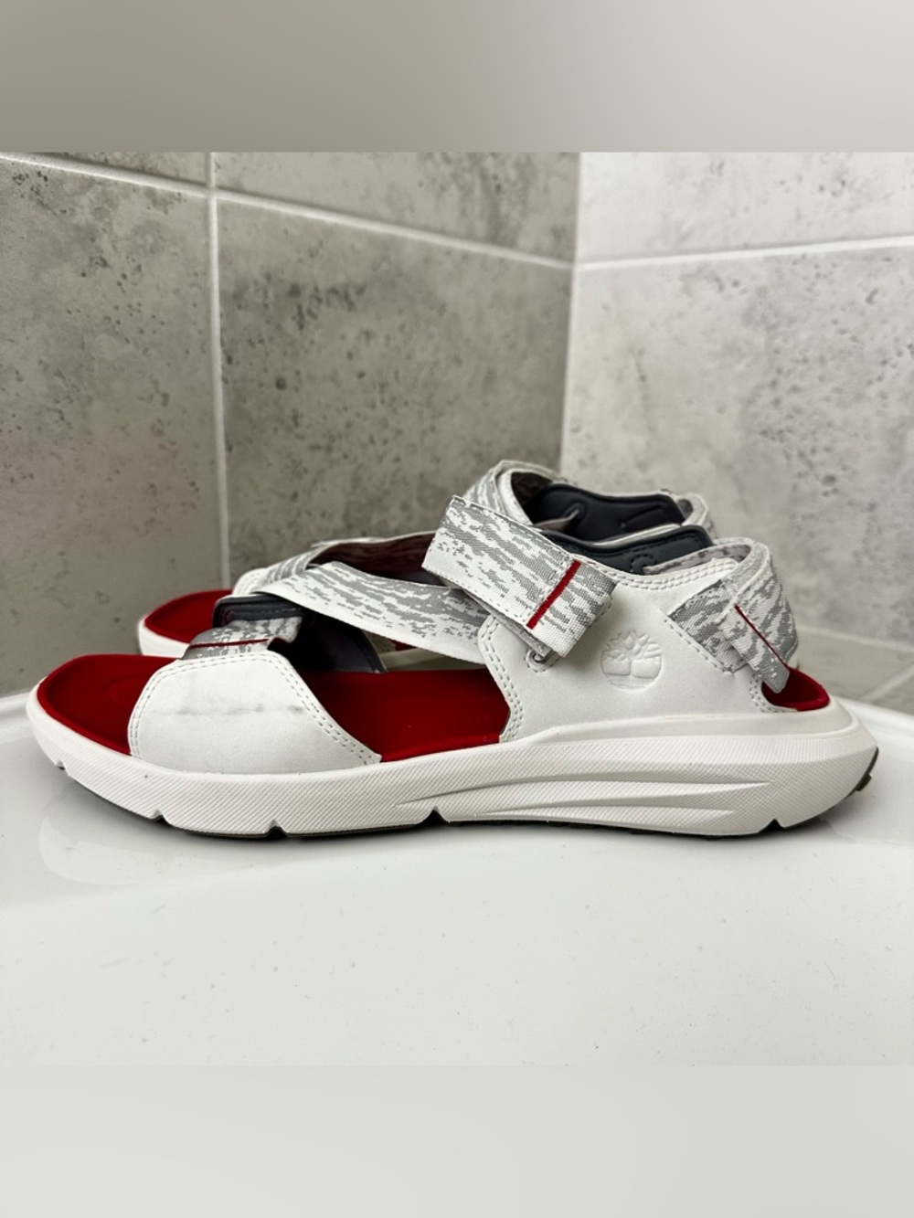 Timberland White and Red Men's Sport Sandals Size 10 Men - Picture 2 of 16